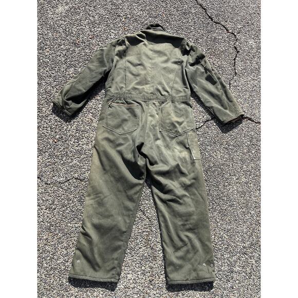 Vintage 80’s Walls Blizzard Pruf insulated coveralls Green thrashed faded Large - Picture 6 of 8